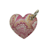 Portachiavi artigianale in pelle marmorizzata Cuore